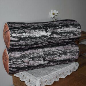 Two Soft Wood Log Shaped Throw Pillows Rustic Country Cabin Cottagecore Decor